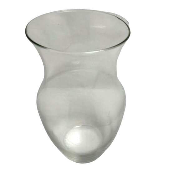 Clear Glass Flower Vase Waisted Flared  Wedding Floral Modern 9 inch - Picture 1 of 4